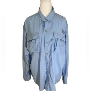 Columbia men’s light blue PFG fishing shirt long sleeves large.